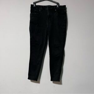 Seven 7 Womens Size 12 Solid Black High Rise Skinny Crop Denim Jeans Skin- Fit